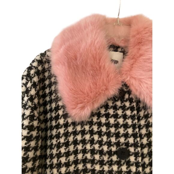 COPY - Kate Spade houndstooth wool coat detachable pink fur collar lined NWOT s… - Picture 7 of 15